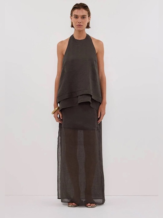 DISSH Dresses & Skirts - DISSH Kai Petrol Ramie Midi Skirt Size 4